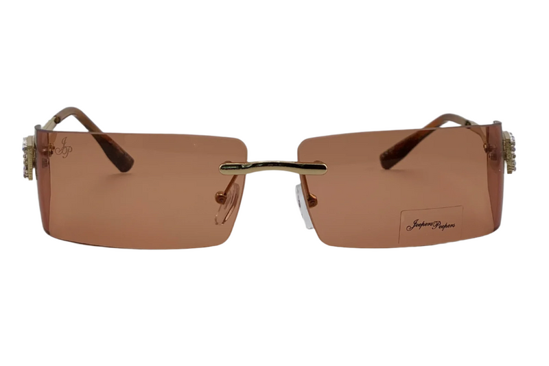 GOLD VISOR FRAME WITH ORANGE LENSES