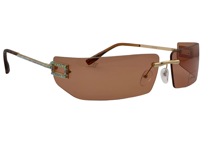 GOLD VISOR FRAME WITH ORANGE LENSES