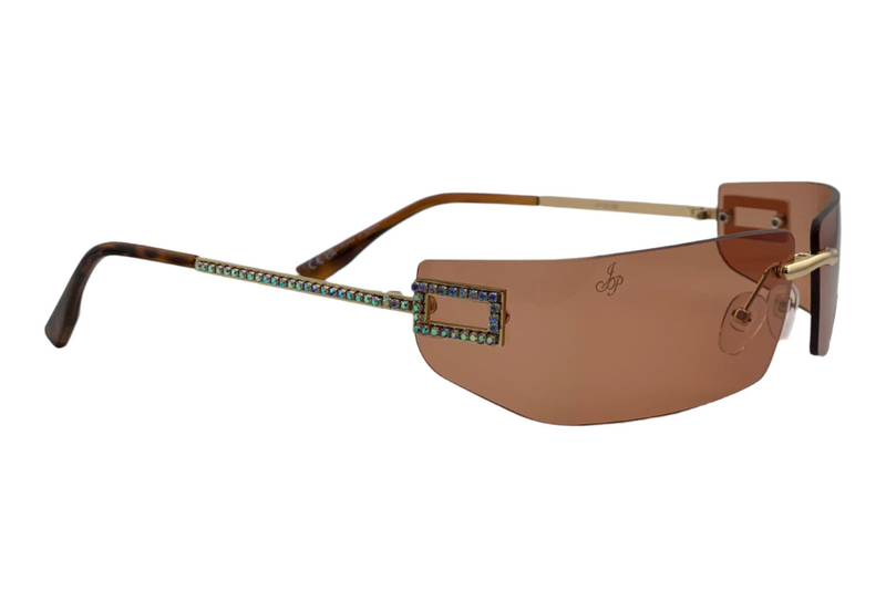 GOLD VISOR FRAME WITH ORANGE LENSES