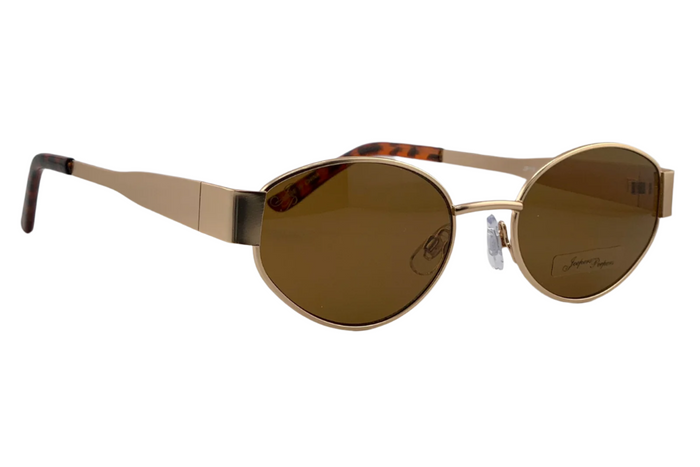 GOLD OVAL FRAME WITH BROWN LENSES