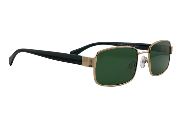 GOLD RECTANGLE FRAME WITH GREEN LENSES