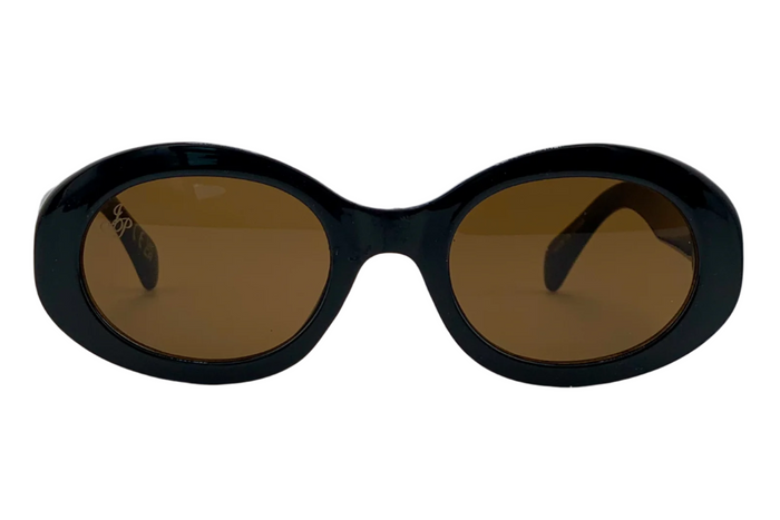 BLACK ROUND FRAME WITH BROWN LENSES