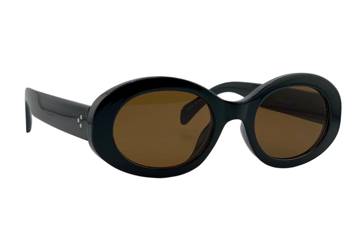 BLACK ROUND FRAME WITH BROWN LENSES