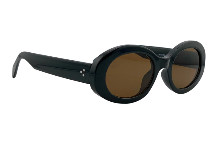 BLACK ROUND FRAME WITH BROWN LENSES