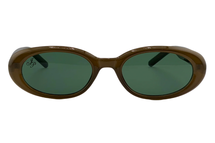 OLIVE GREEN OVAL FRAME WITH GREEN LENSES
