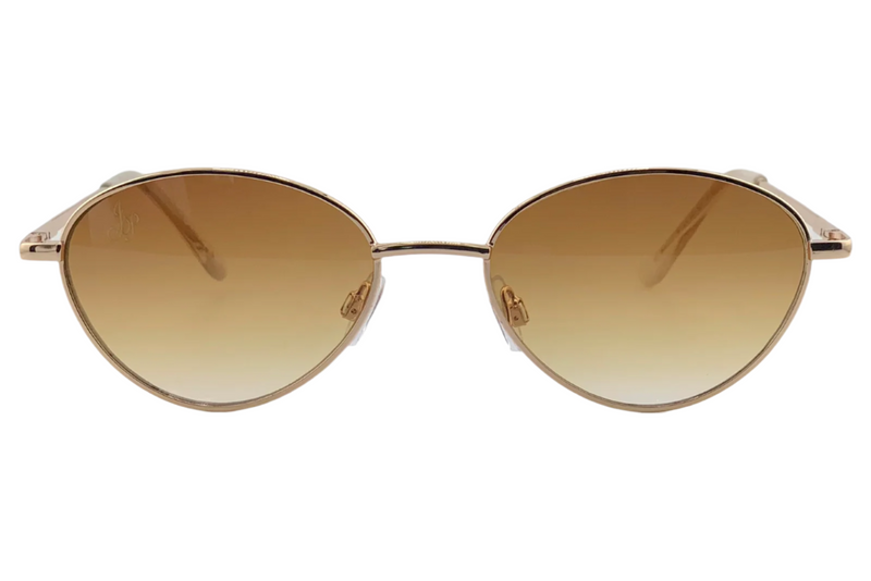 GOLD OVAL FRAME WITH BROWN LENSES
