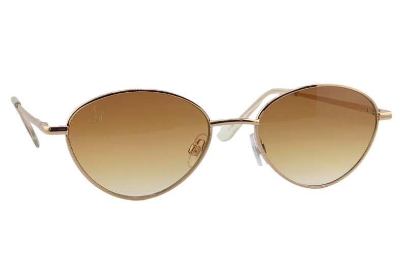 GOLD OVAL FRAME WITH BROWN LENSES