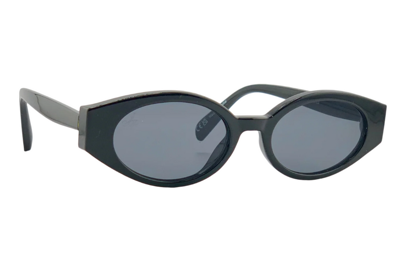 BLACK OVAL FRAME WITH GREY LENSES