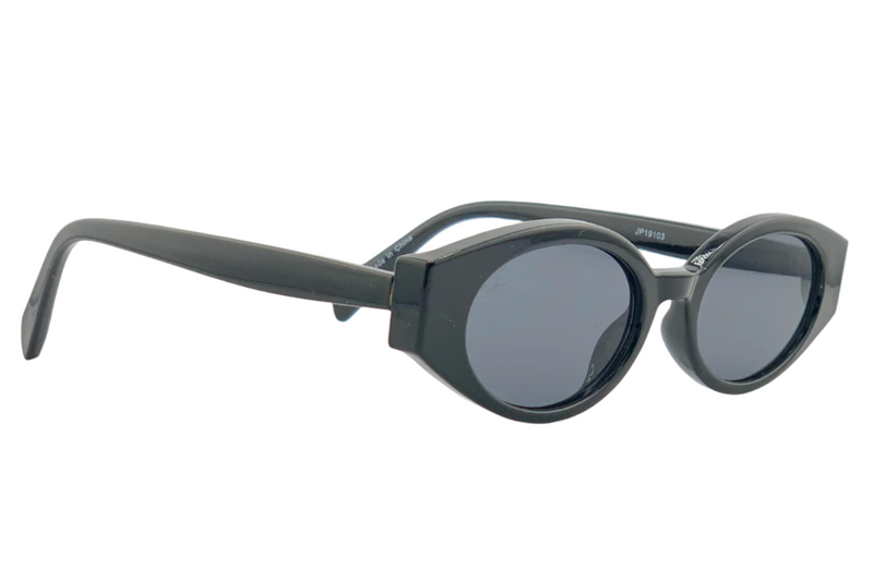 BLACK OVAL FRAME WITH GREY LENSES