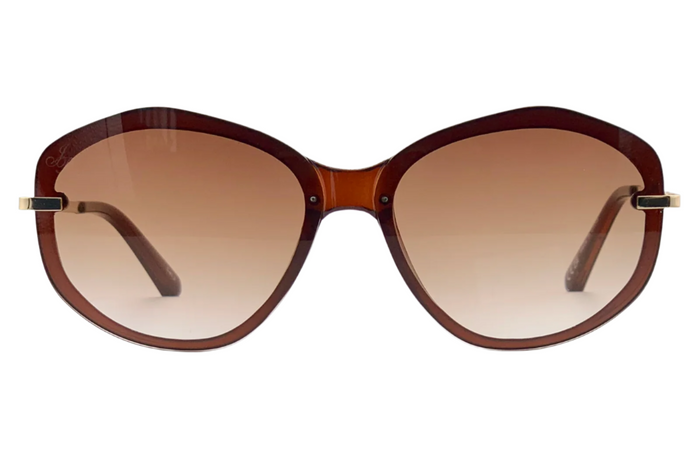 GOLD ROUND FRAME WITH BROWN LENSES