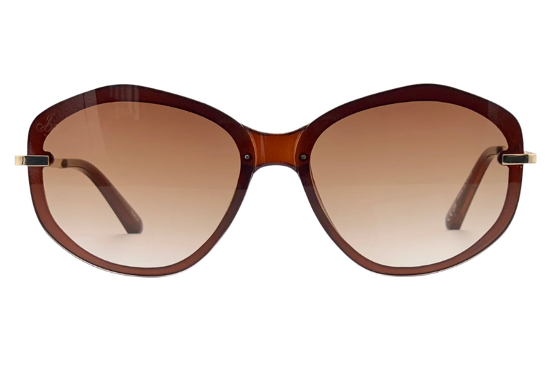 GOLD ROUND FRAME WITH BROWN LENSES