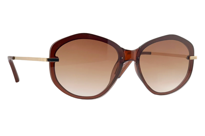 GOLD ROUND FRAME WITH BROWN LENSES