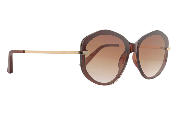 GOLD ROUND FRAME WITH BROWN LENSES
