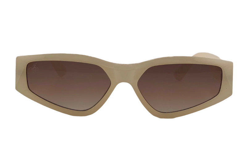 CREAM OVAL FRAME WITH BROWN LENSES