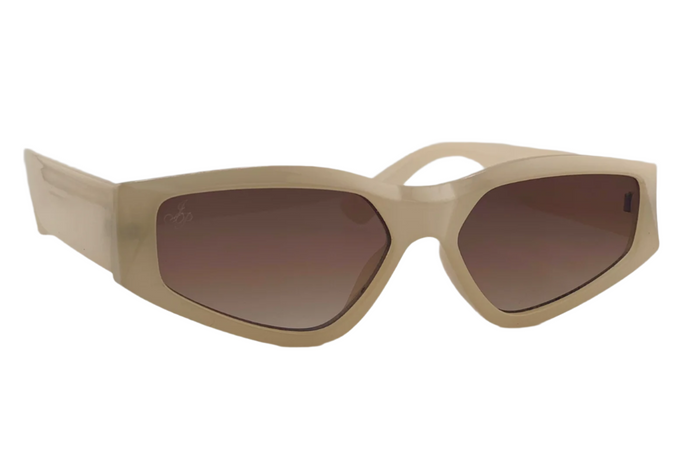 CREAM OVAL FRAME WITH BROWN LENSES