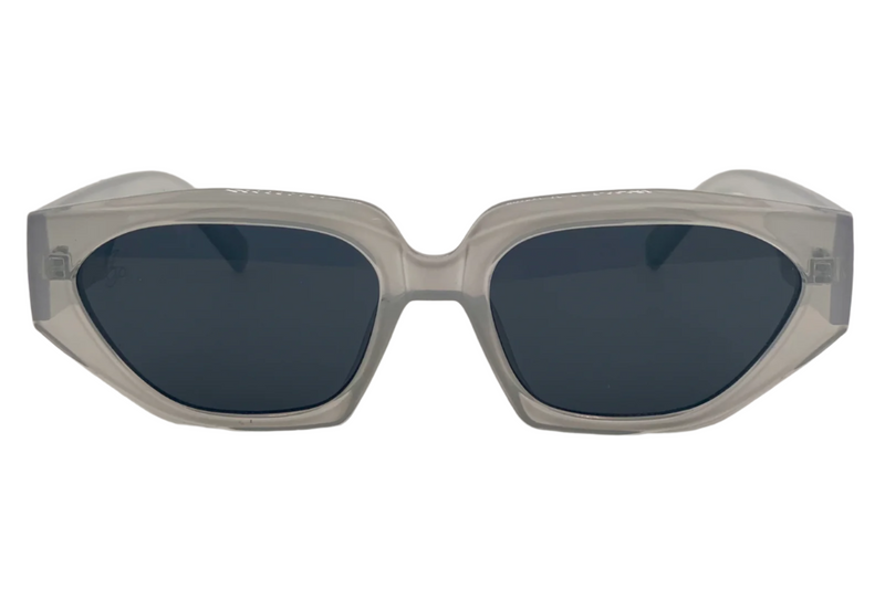 LIGHT GREY OVAL FRAME WITH GREY LENSES
