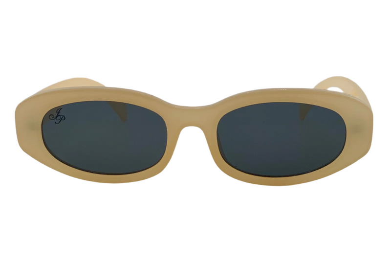 CREAM OVAL FRAME WITH GREY LENSES
