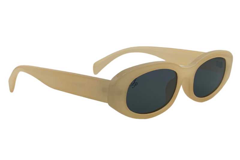 CREAM OVAL FRAME WITH GREY LENSES