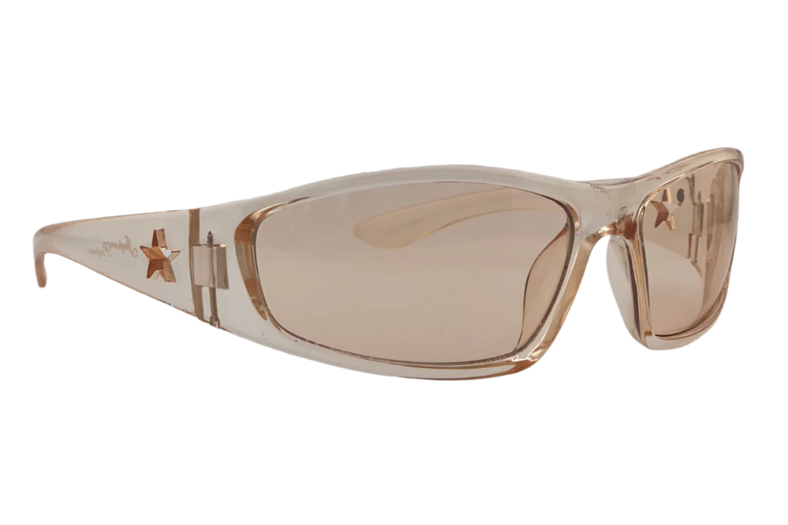 BEIGE VISOR FRAME WITH BROWN LENSES