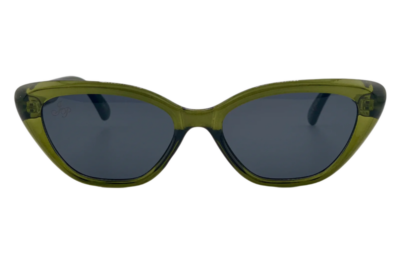 OLIVE CAT EYE FRAME WITH GREY LENSES
