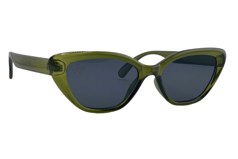 OLIVE CAT EYE FRAME WITH GREY LENSES