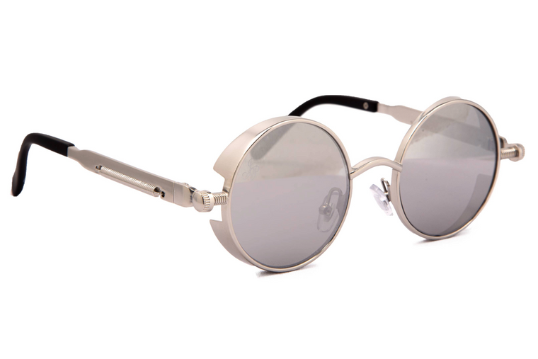 SILVER ROUND FRAME WITH SIDE CAPS