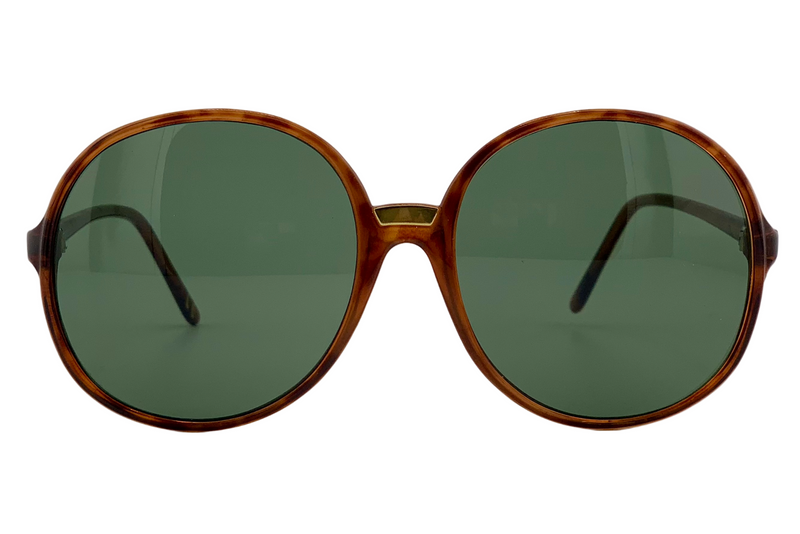 BROWN TORT ROUND FRAME WITH GREEN LENSES