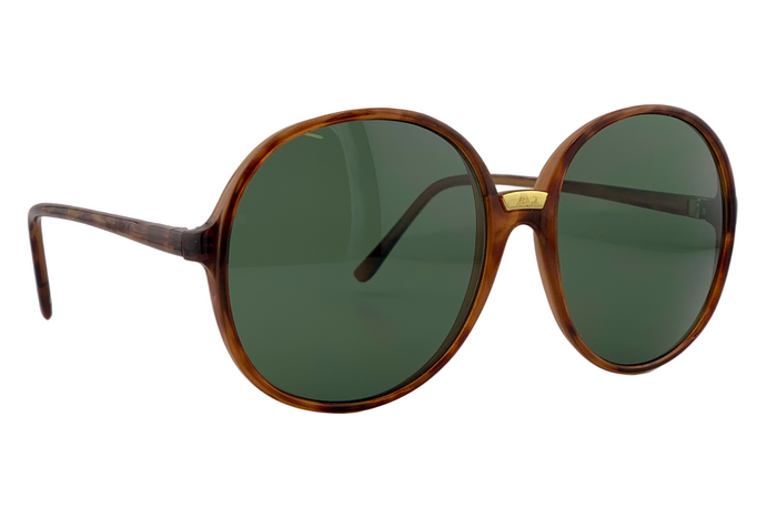 BROWN TORT ROUND FRAME WITH GREEN LENSES