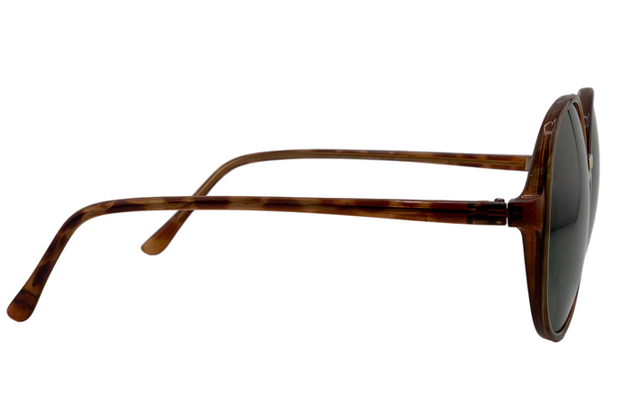 BROWN TORT ROUND FRAME WITH GREEN LENSES