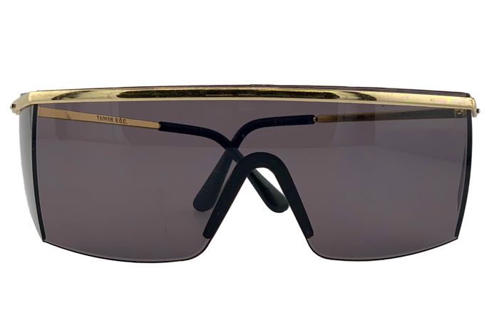 GOLD METAL VISOR FRAME WITH SMOKE LENSES