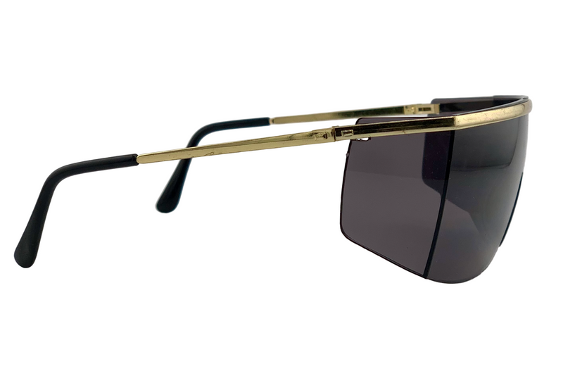 GOLD METAL VISOR FRAME WITH SMOKE LENSES