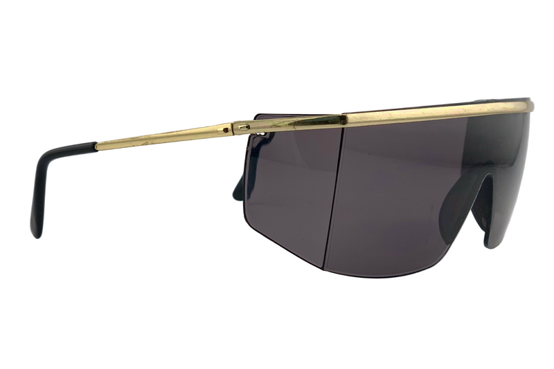 GOLD METAL VISOR FRAME WITH SMOKE LENSES