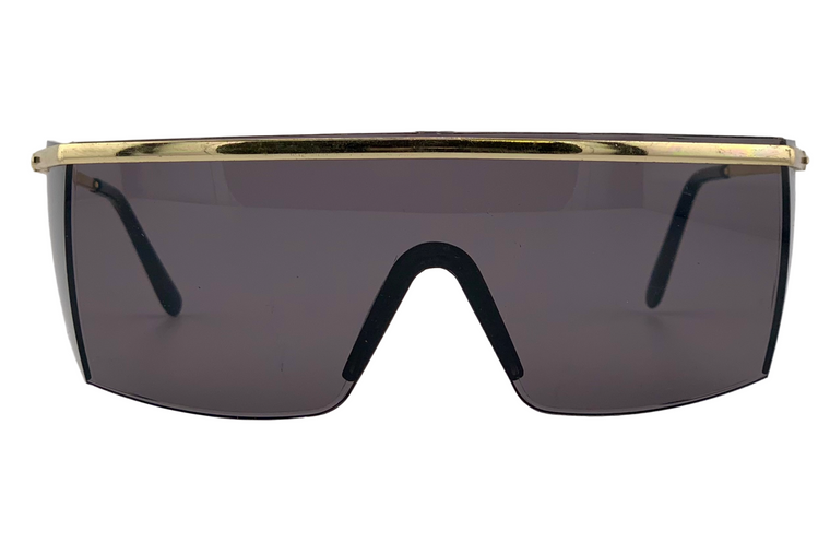 GOLD METAL VISOR FRAME WITH SMOKE LENSES