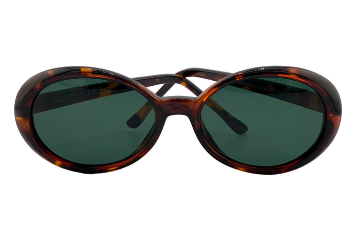 BROWN TORT OVAL FRAME WITH GREEN LENSES