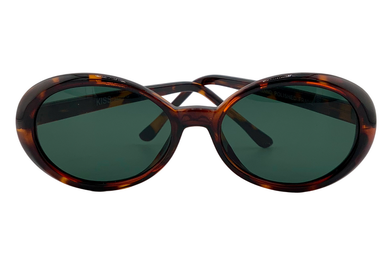 BROWN TORT OVAL FRAME WITH GREEN LENSES