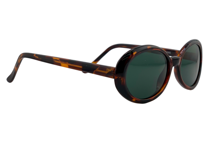 BROWN TORT OVAL FRAME WITH GREEN LENSES