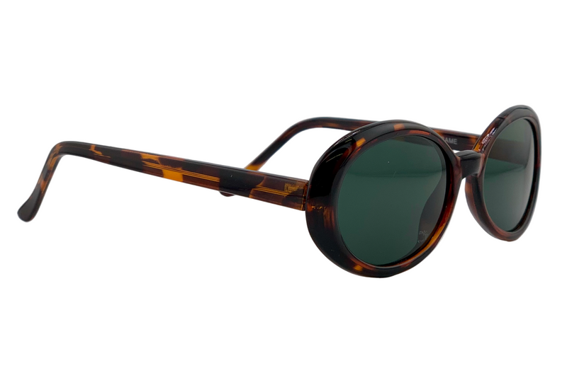 BROWN TORT OVAL FRAME WITH GREEN LENSES