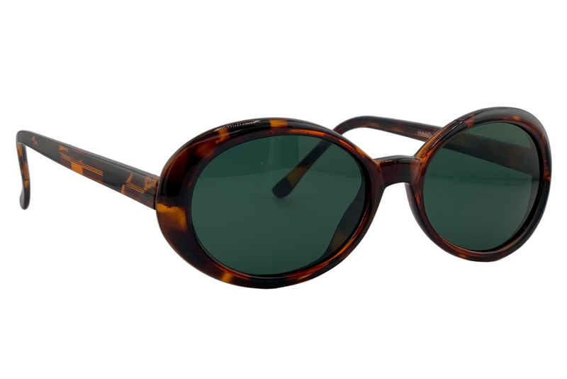 BROWN TORT OVAL FRAME WITH GREEN LENSES