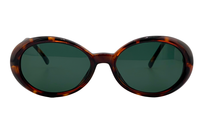 BROWN TORT OVAL FRAME WITH GREEN LENSES