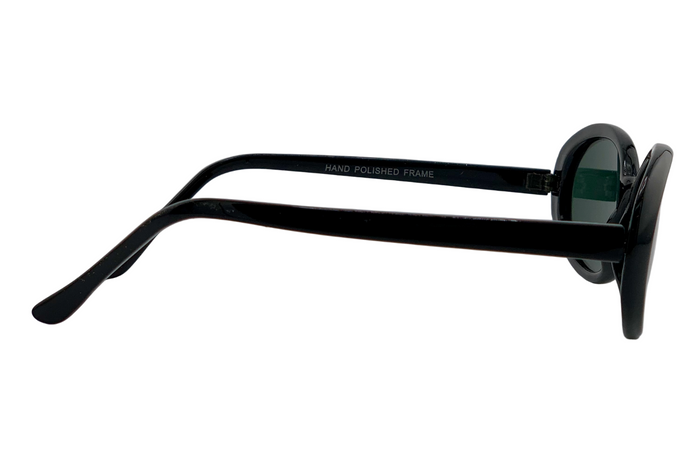 BLACK OVAL FRAME WITH GREEN LENSES