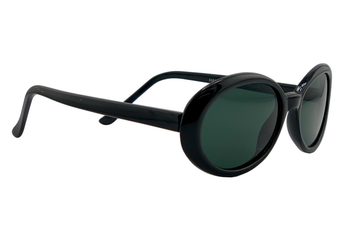 BLACK OVAL FRAME WITH GREEN LENSES