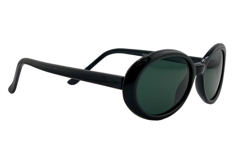 BLACK OVAL FRAME WITH GREEN LENSES