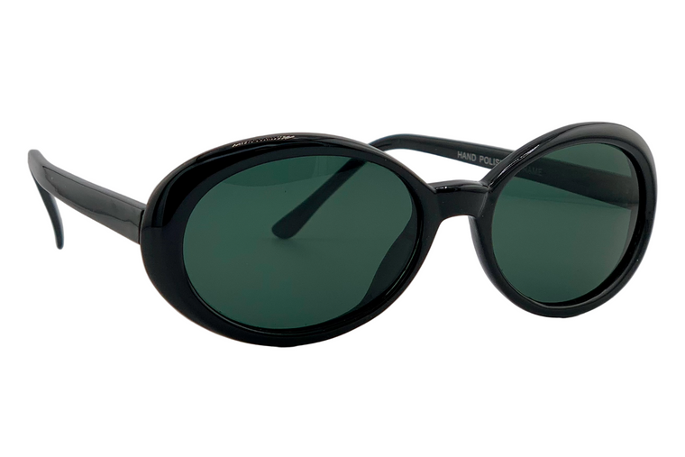 BLACK OVAL FRAME WITH GREEN LENSES