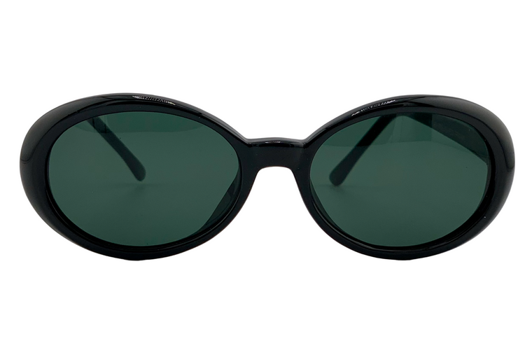 BLACK OVAL FRAME WITH GREEN LENSES