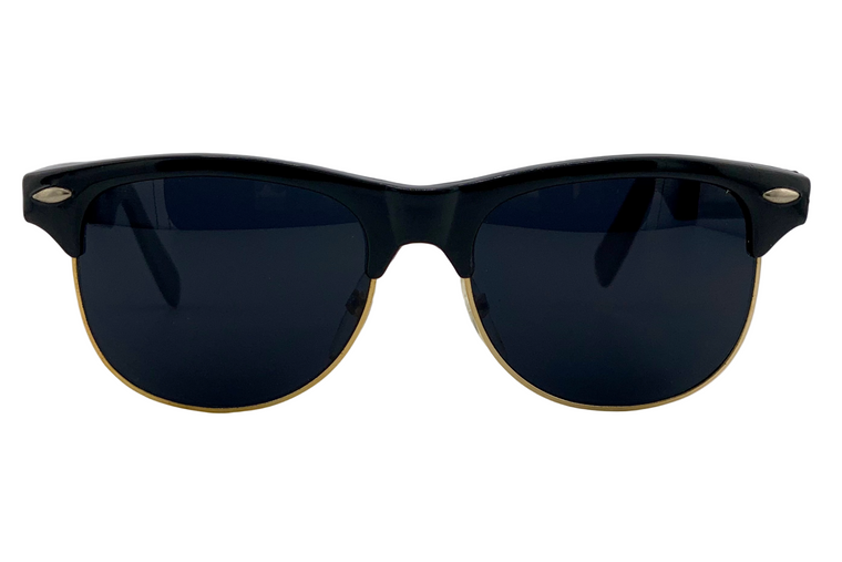 BLACK/GOLD WAYFARER WITH BLACK LENSES