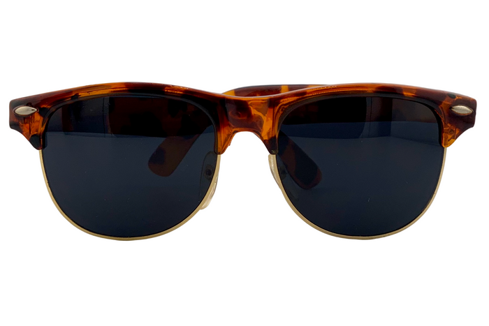 BROWN TORT/GOLD WAYFARER WITH BLACK LENSES
