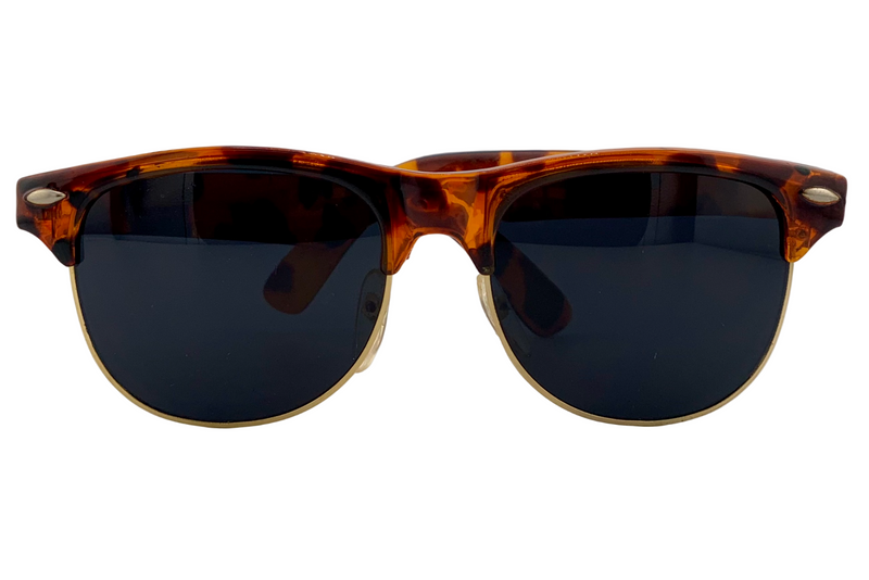 BROWN TORT/GOLD WAYFARER WITH BLACK LENSES
