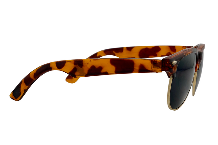 BROWN TORT/GOLD WAYFARER WITH BLACK LENSES