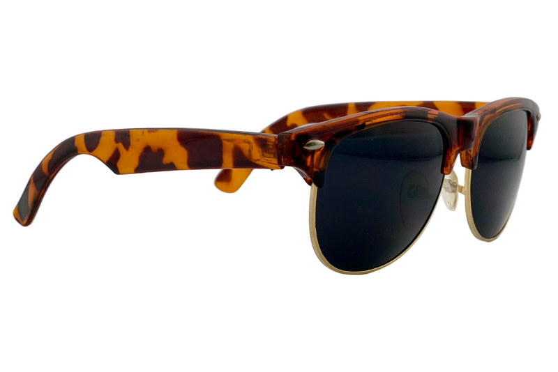 BROWN TORT/GOLD WAYFARER WITH BLACK LENSES