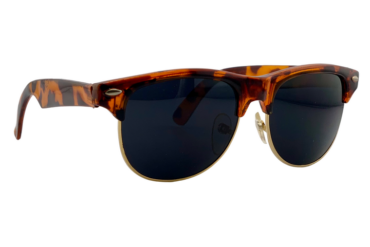 BROWN TORT/GOLD WAYFARER WITH BLACK LENSES